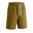 thumbnail image 5 of Mens Lounge Shorts Summer Elastic Waist Textured Relaxed Fit Straight Leg Knee Length Casual Shorts with Pockets, 5 of 6