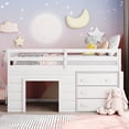 thumbnail image 2 of White Twin Loft Bed With Solid Wood Construction, Cabinet And Shelf For Space Optimization Size In White, Strong Wood, Stylish Practical Bedroom Enhancement, 2 of 7
