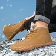 thumbnail image 4 of Barefoot Shoes Winter Boots for Men High Top Wide Toe Box Lace up Short Snow Booties Warm Furry Lined Anti-Slip Hiking Boots, 4 of 7