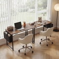 thumbnail image 4 of edx 44" Home Office Desk for Small Spaces, Computer Desk with Storage Bag & Hook, Modern Simple Style Study Writing Table for Bedroom, Rustic Brown, 4 of 8