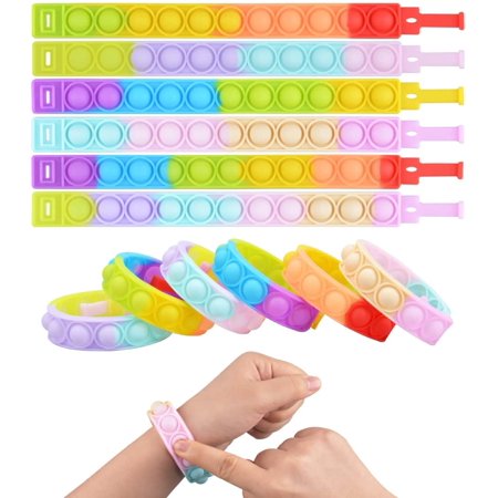 Push Pop Bubble Wristband Fidget Toys, Set of 12 Wearable Autism ...