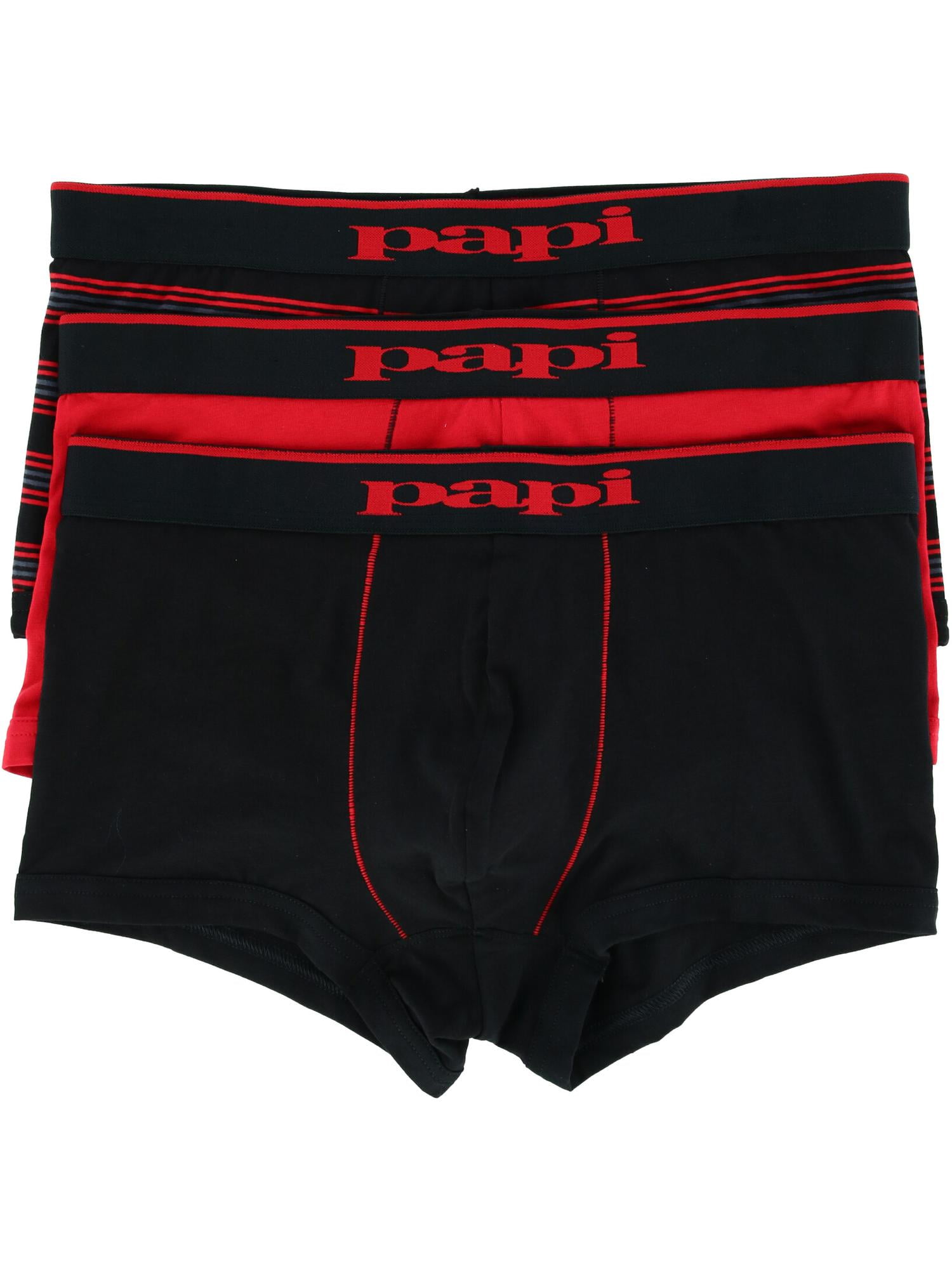 3 Pack New Papi Men's Brazilian Cut Stripe and Solid Underwear Trunks