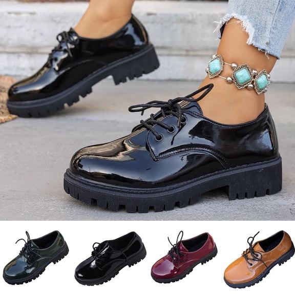 Hinvhai Loafers Shoes for Women Platform Classic Lace up Loafers Comfortable Dress Business Casual Work office Shoe for Ladies Yellow 9(42)