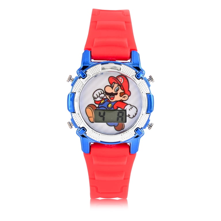 Mario Kids Flashing Lights LCD Watch with Matching Woven Compass