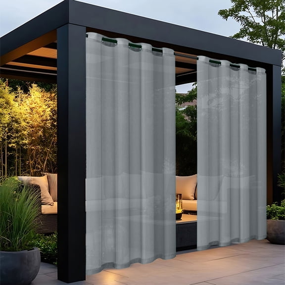 Fmxomd Outdoor Curtains for Patio Premium Thick Privacy Grommet Outside Curtains Drapes for Porch Pergola - 1 Panel 51W x 72L Inch - Gray Outdoor Curtains