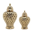 thumbnail image 2 of Modern Ceramic Ginger Jar Home Decor Storage with Decorative Bookcase Lid Temple Jar gold, 2 of 9