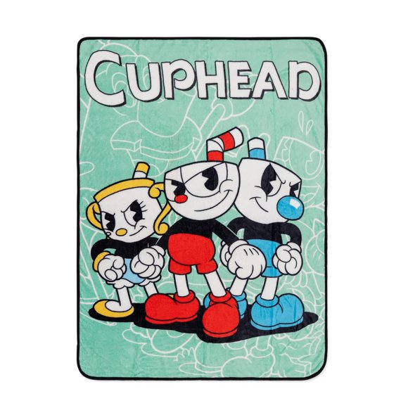 Manta polar con los personajes principales de Toynk Cuphead, 114 x 152 cm
