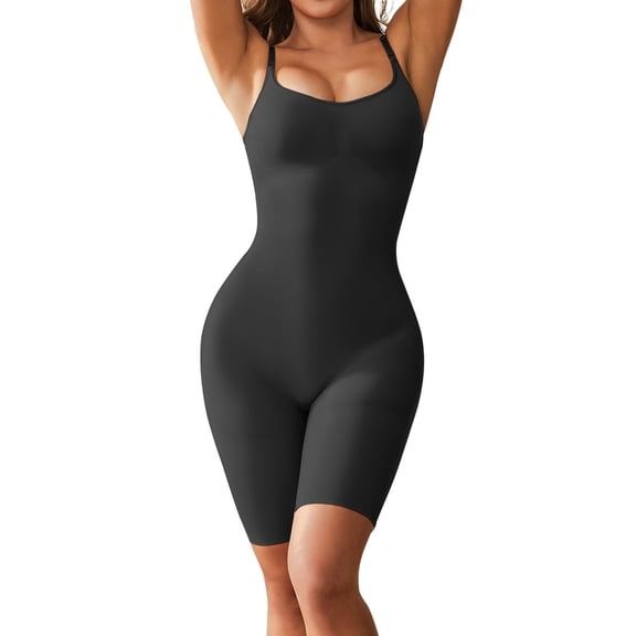 Athlemo Womens Shapewear Mid-Thigh Bodysuit with Tummy Control ,Butt Lifter Sizes S-XL