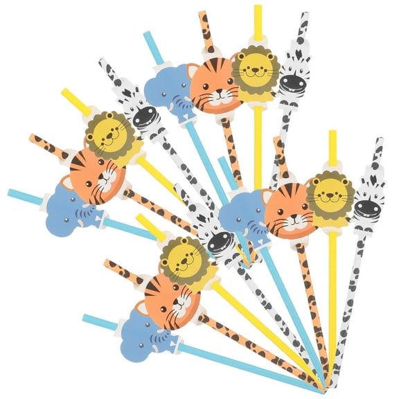 Worgeous  12 Pcs Farm Animal Birthday Party Supplies Paper Straws