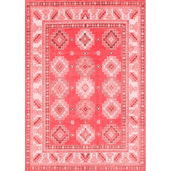 Ahgly Company Indoor Rectangle Geometric Red Traditional Area Rugs, 4' x 6'