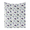thumbnail image 1 of Floral Soft Flannel Fleece Throw Blanket, Repetitive Lilac Tones Flowers Hydrangea Rose Print, Cozy Plush for Indoor and Outdoor Use, 50" x 70", Plum Blue Violet, by Ambesonne, 1 of 5