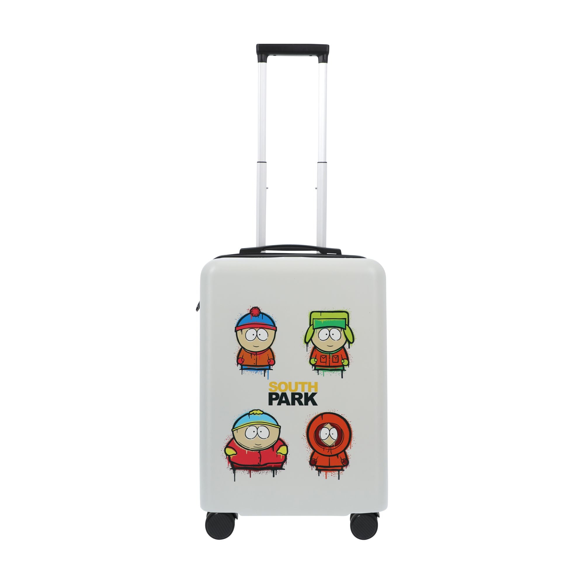 South Park 22.5 Inch Carry On Luggage, Stan, Kyle, Cartman and Kenny Hardshell Rolling Suitcase with Spinner Wheels, White