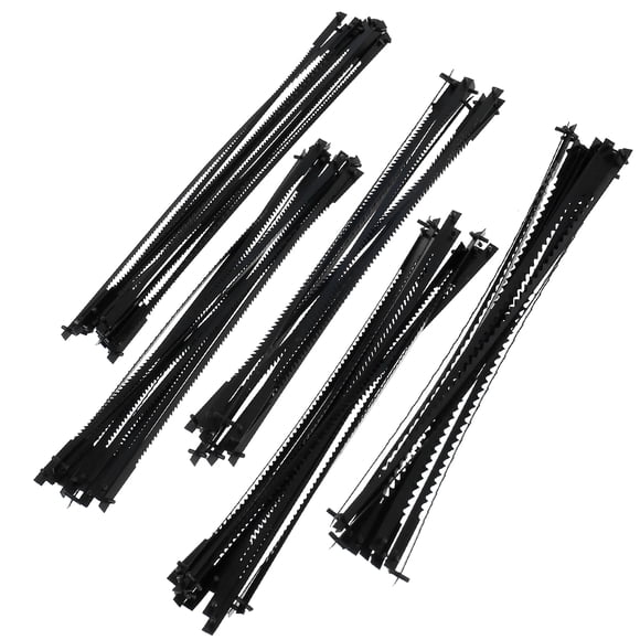 Pluokvzr 60Pcs Scroll Saw Blade Pin End 5inch Sturdy Carbon Steel Scroll Saw Blade Durable Cutting Pinned Scroll Saw Blades Set TPI 10/15/18/20/24 Replacement for Cutting Wood Plastic Metal