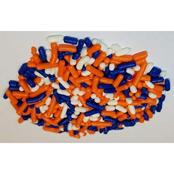Dark Blue, Orange, and White Jimmies Edible Sprinkles 4 oz Walmart