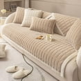 thumbnail image 5 of Velvet Plush Plaid Quilted Sofa Cover Super Soft Non Slip Sectional Couch Cover Farmhouse Fluffy Fuzzy Sofa Slipcover Furniture Protector for Dogs Cats Pet, 5 of 14