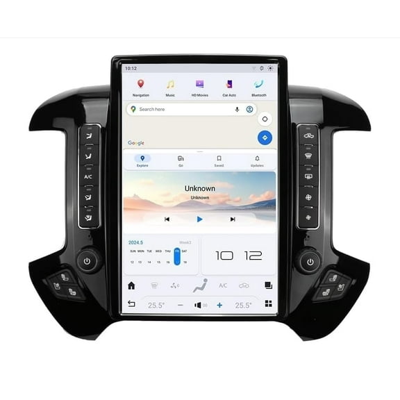 Car Radio for Chevrolet Silverado GMC Sierra 2014-2019 Stereo Replacement Head Unit 14.4 Inch 2K IPS Touch Screen Tesla Style Carplay Android Auto GPS Navigation Multimedia Play OEM 8 Inch