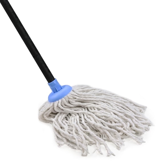 Indoor Mop for Floor Cleaning - Cotton Mops for Floor Cleaning, Regular Mop for Floors, 52 -inch Simple Mops for Cleaning Living Rooms, Bathrooms, and Kitchens. (White&Blue)