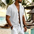 thumbnail image 2 of Sewkxo Men's Linen Shirts Short Sleeve Casual Shirts Button Down Shirt for Men Beach Summer Shirt,White S, 2 of 8