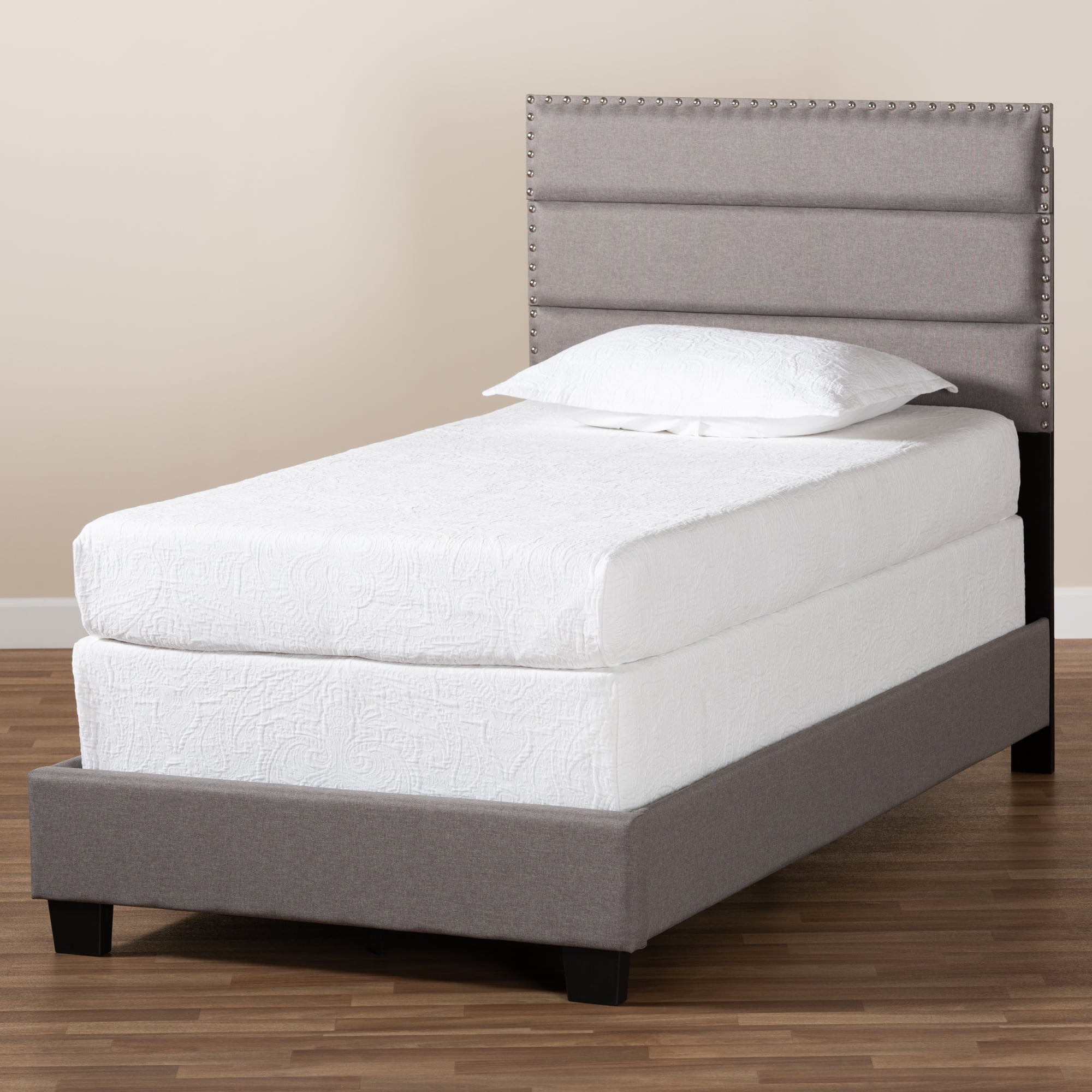 Baxton Studio Ansa Modern and Contemporary Gray Fabric Upholstered Twin Size Bed