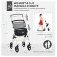 thumbnail image 5 of Upright Walker Rollator, Rolling Walker with Storage Bag, Tray, Dual Brakes, Adjustable Height, for Seniors, White, 5 of 9