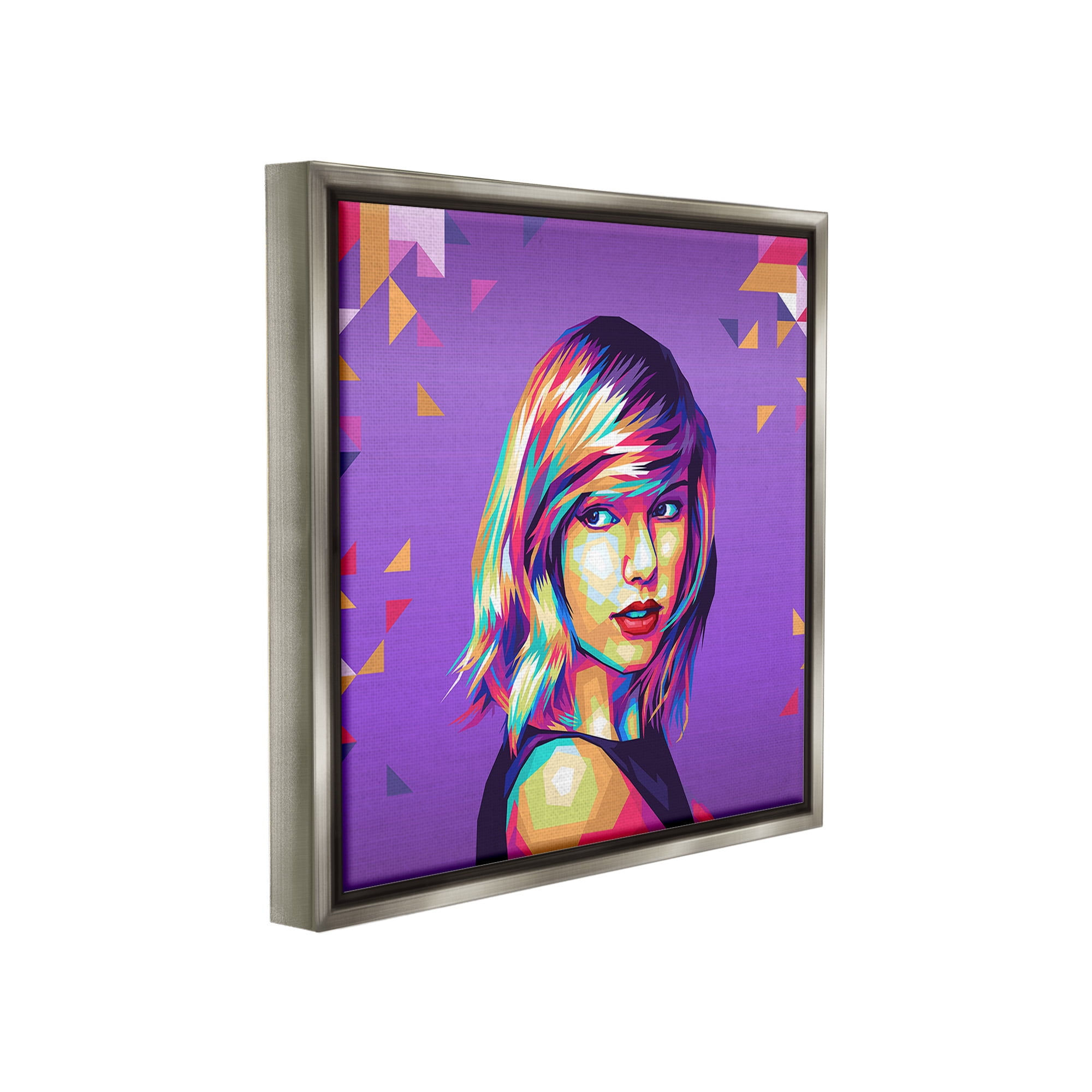 Stupell Industries Pop Icon on Purple Abstract Painting Gray Floater Framed Canvas Art Print Wall Art, 25 x 25