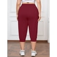 thumbnail image 6 of SHOWMALL Womens Plus Size Joggers Pants Casual Active Capri Sweatpants with Drawstring Pockets Burgundy 3X, 6 of 7