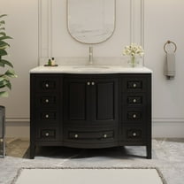 48" Fully Assembled Single Bathroom Vanity with Engineered Stone Top, Ceramic Sink, Hand Paint