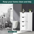 thumbnail image 6 of VINGLI Storage Cabinet Bathroom Floor Cabinet with 4 Drawers 1 Cupboard Side Storage Organizer with Adjustable Height for Bathroom Kitchen Entryway Bedroom Office Home Furniture, 6 of 7