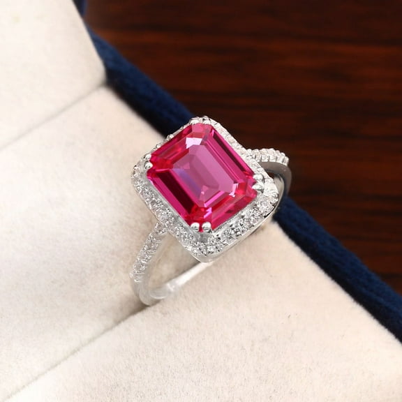 Natural Pink Sapphire 925 Sterling Silver Ring,Engagemant Ring, Birthstone Rings for Women, Gift For Her
