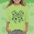 thumbnail image 2 of LUOGENLI T-Shirt pour Filles T-Shirt Graphique pour Filles Jour de la Saint-Patrick à la Mode Polyvalent Col Rond Manches 3/4 T-Shirt Décontracté Ensemble Maxi Tops Vacances Vert Clair 4-5 Ans, 2 of 4