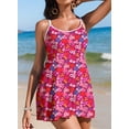 thumbnail image 5 of SHEWIN Swimdress for Women One Piece Floral Printed Bathing Suit High Waisted Tummy Control Modest Swim Dress with Pocket, 5 of 8