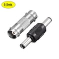 thumbnail image 1 of Uxcell 5.5mm x 2.1mm conector de alimentación macho-macho DC 5pcs y adaptador hembra-hembra BNC 5pcs, 10 unidades, 1 of 5