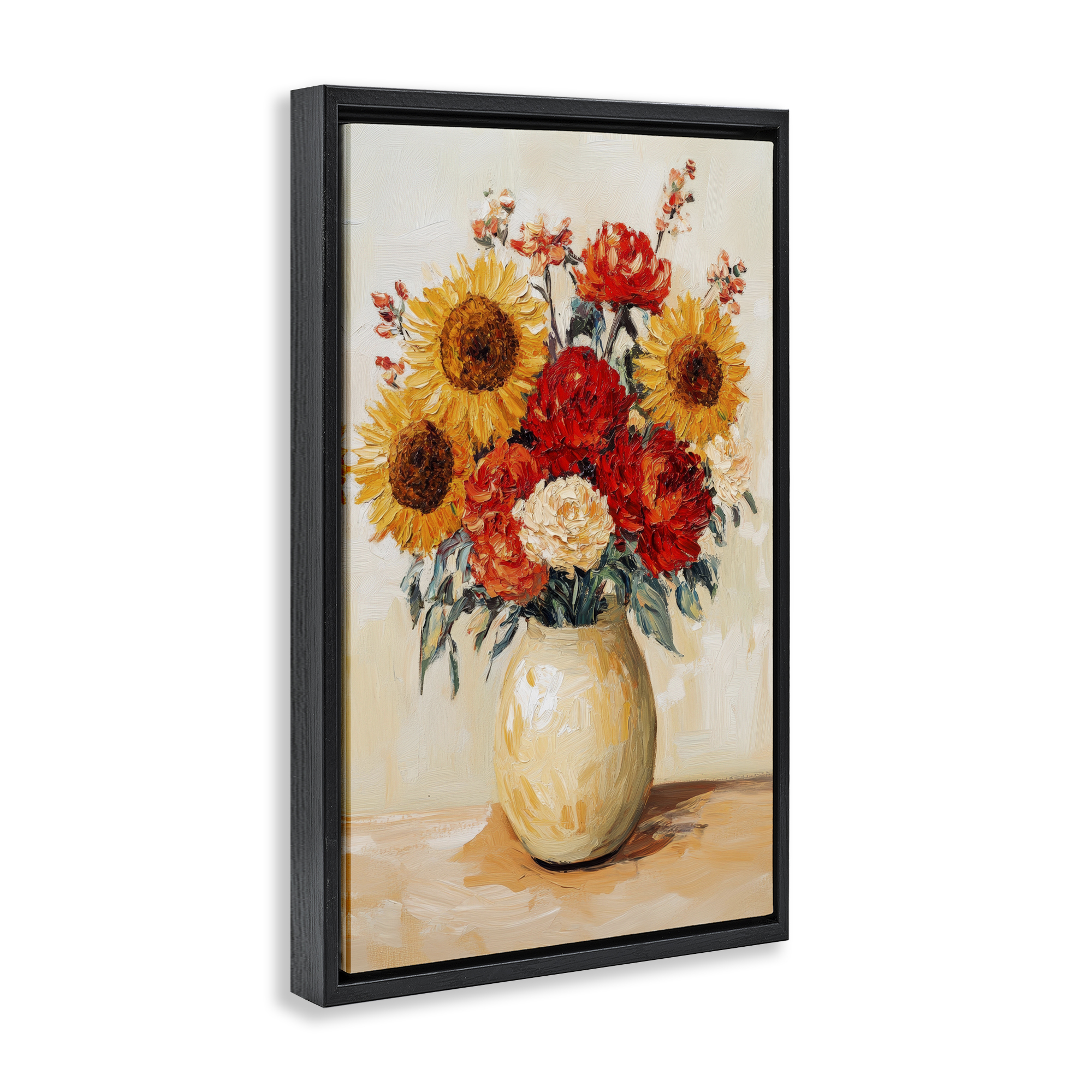 Charming Bouquet of Fall Black Framed Floater Canvas Wall Art, design by Petal Prints Design