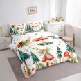 thumbnail image 3 of jejeloiu Fairy Tale Elf 7-Piece Twin Bedding Sets,Red Mushroom Bedding Comforter Set,Green Tropical Botaniocal Pine Sheet Sets For Girl,Microfiber Bedroom Decor Reversible, 3 of 8