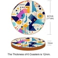 thumbnail image 3 of Geometric Cube Set of 6 Microfiber Leather Round Car Coasters, 11x11 cm Drink Cup Holders for Car, Absorbent & Durable Auto Accessories for Car Interior, 3 of 6