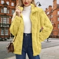 thumbnail image 2 of VISALY Women's Long Sleeve Full Zip Soft Warm Fleece Jacket Stand Up Collared Loose Solid Color Checkered Plush Cardigan Coat Soft Trendy Winter Coat Yellow 3Xl, 2 of 6