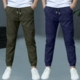 thumbnail image 2 of Hurxie Deals 2Pc Boys Cargo Pants Cotton Linen Drawstring Sweatpants Blue,3 Year, 2 of 8