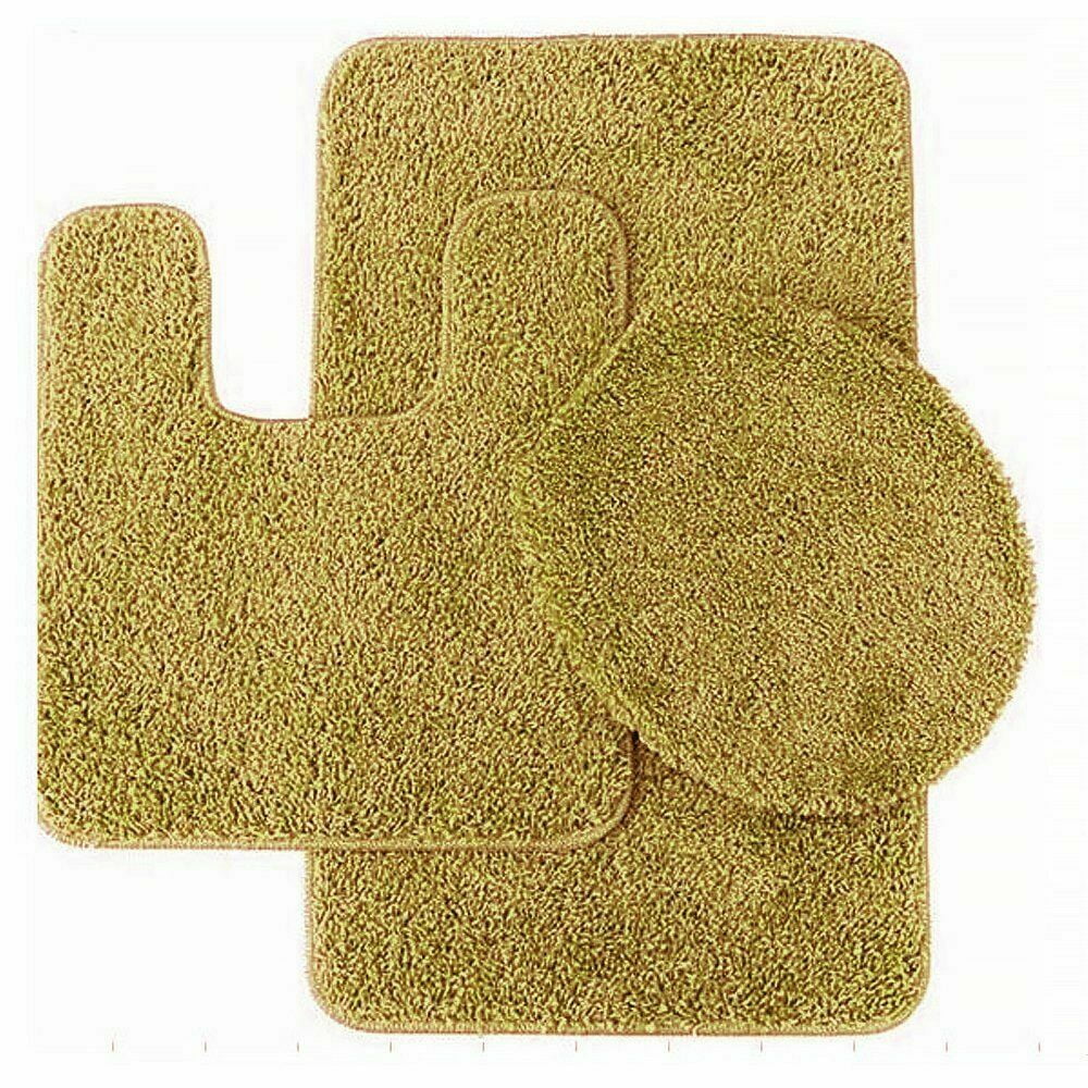 3Piece Bathroom Bath Mat Contour Rug Set with Toilet Lid Cover 6