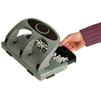 Officemate Deluxe 3-Hole Punch, Heavy Duty, with Chip Drawer, 45 Sheet Capacity, Silver/Navy (90100)