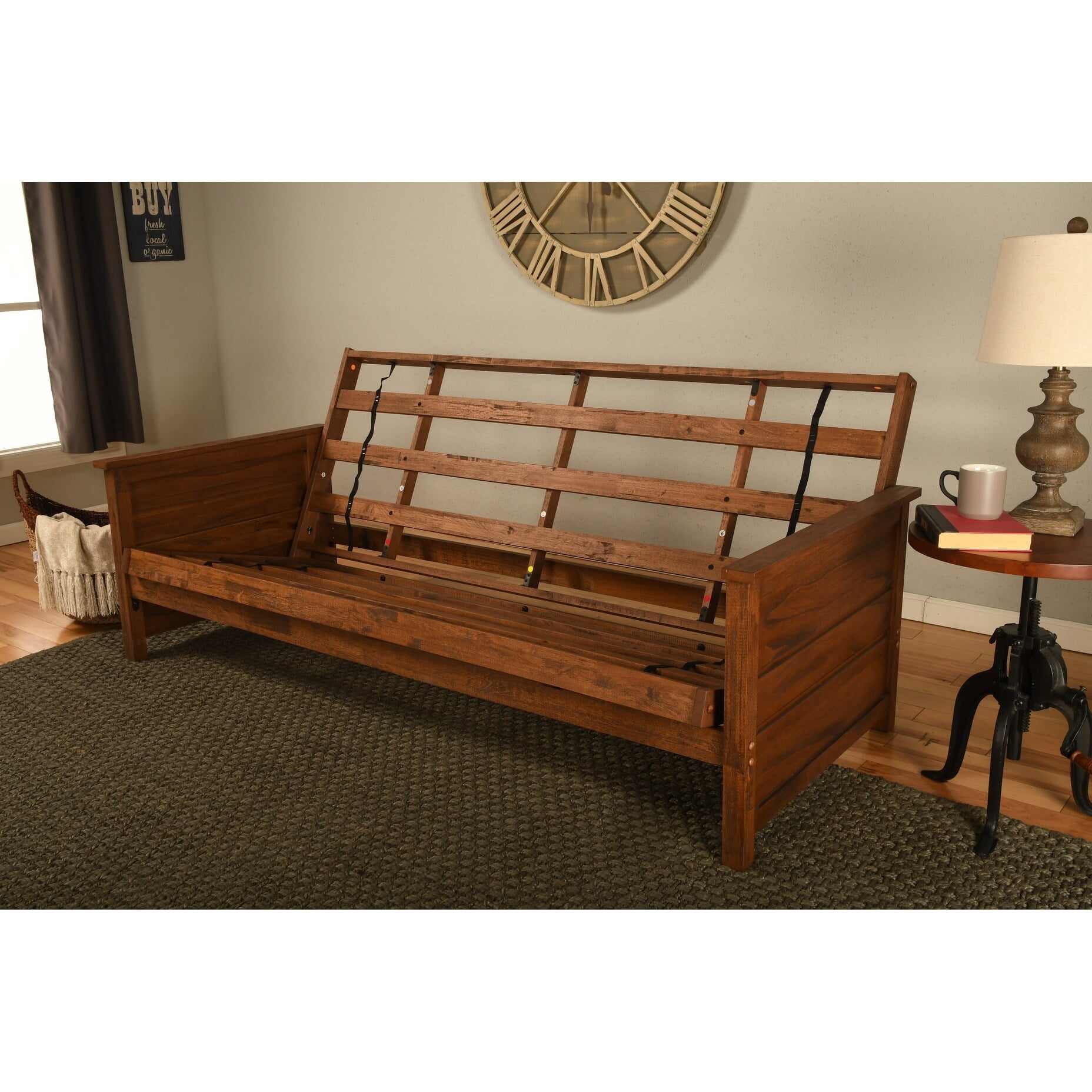 Kodiak Furniture Lexington Futon in Weathered Brown w/ Seaport Blue Mattress