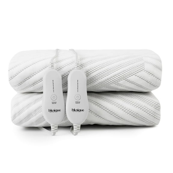 Blunique Heated Mattress Pad Queen Size with Dual Control Electric Blankets Bed Heater, Silver Gray 60 x 80 inch