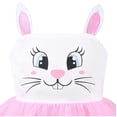 thumbnail image 6 of Sunny Fashion Girls Dress Easter Rabbit Bunny Face Pink Layered Ruffle Pom Party 7 Years, 6 of 7