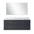thumbnail image 3 of Castor 48 in W Blue Single Bath Vanity Carrara Marble Top and 43 in Mirror, 3 of 11
