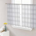 thumbnail image 4 of Sheer Curtains 54 Inches Long 2 Panels, Gray Tartan Classic Plaid Rod Pocket Curtain Voile Draperies, Country Style Light Filtering Window Treatment for Living Room Kitchen Bedroom, 4 of 8