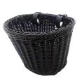 thumbnail image 4 of Cesta para manillar de bicicleta infantil, desmontable, tejida a mano, multiusos. Negro, 4 of 9
