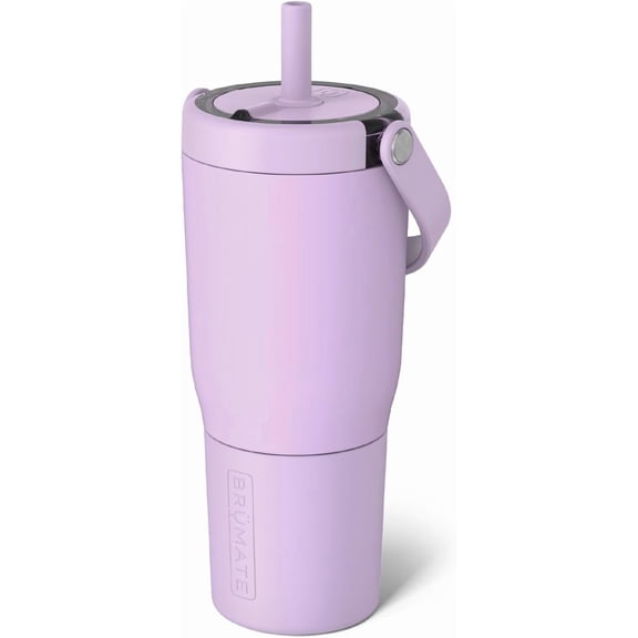 25 oz Leakproof Travel Tumbler with Handle and Flexible Silicone Straw Stainless Steel Lavender