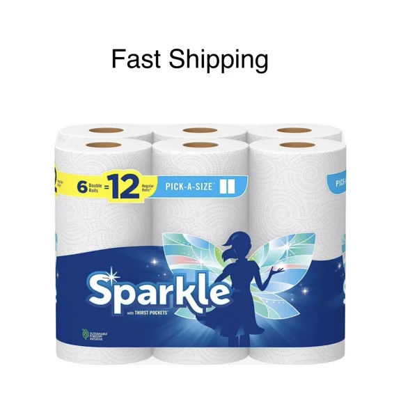 Sparkle Pick-A-Size Paper Towels, 6 Double Rolls = 12 Regular Rolls