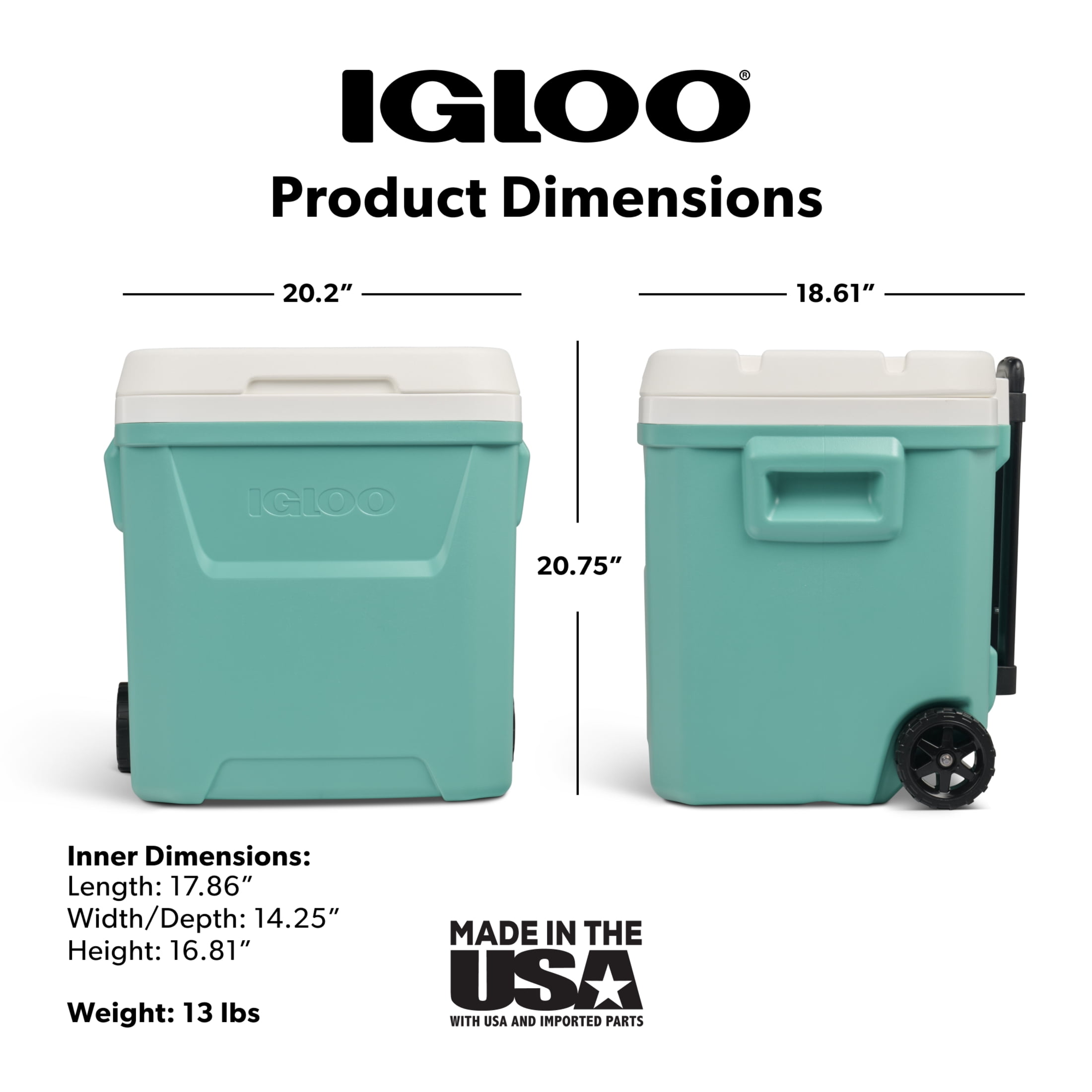 Igloo 60 QT Laguna Ice Chest Cooler with Wheels, Teal Blue