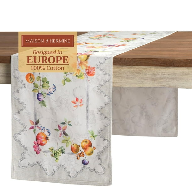 Camino De Mesa Maison D' Hermine 100% Algodón, Camino De Mesa De Doble Capa, 72 Pulgadas De Largo, Decorativo Para El Hogar, Cocina, Comedor, Fiesta, Baby Shower, Boda, Despedida De Soltera (Fruit D'H