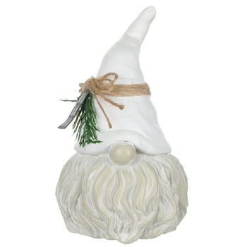Holiday Time White Resin Gnome op Decor, 6"